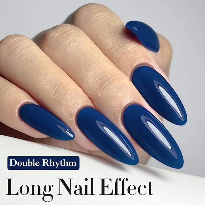 Double Rhythm 0.5Oz Navy Blue Gel Polish Sheer Neutral Natural Light Milky Same Color Same Bottle 15ML Jelly UV Nail Art DIY at Home (Navy Blue-A1107)