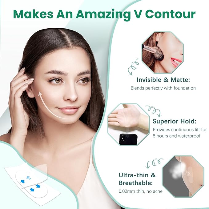 Face Neck Tape Lifting Invisible,Face Lift Tape, Instant Facelift Tape,Makeup V-Edge Face Patches,Necks Less Strip for Women Turkey Neck,Jowl,Eye,Loose Skin,Wrinkle,Double Chin (1 Count (Pack of 256))