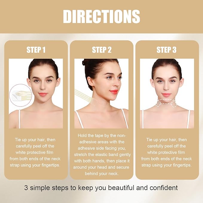 braxan 60 Pcs Neck Tape Lifting Invisible Set: Neck & Face Lift Tape Invisible - for Double Chin Jowls Eyes Sagging Skin, Special Events & Makeup-Friendly Use, Visible Results In Seconds