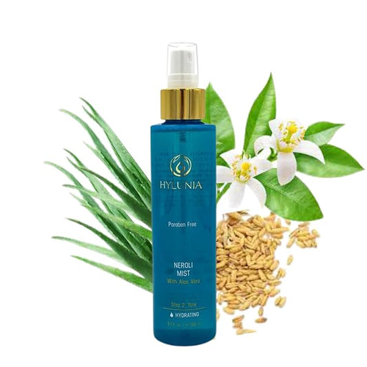 Hylunia Neroli Mist - instant moisturizing spray - Colloidal Silver and Aloe Vera - for younger fresher looking skin - all natural toner
