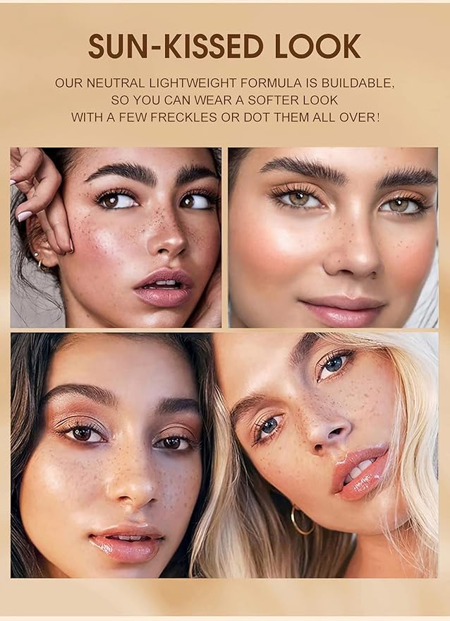 Freckle Pen, 4 Colors Kit - Natural Lifelike Faux Freckle Makeup Pen, Waterproof Long Lasting, Create Sunkissed Skin(4Pack)