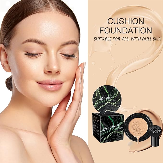 Mushroom Head Air Cushion CC Cream - BB Cream Face Makeup Foundation for Mature Skin Moisturizing Concealer Brighten Long-Lasting, Even Skin Tone for All Skin Types (2PCS Medium Deep)