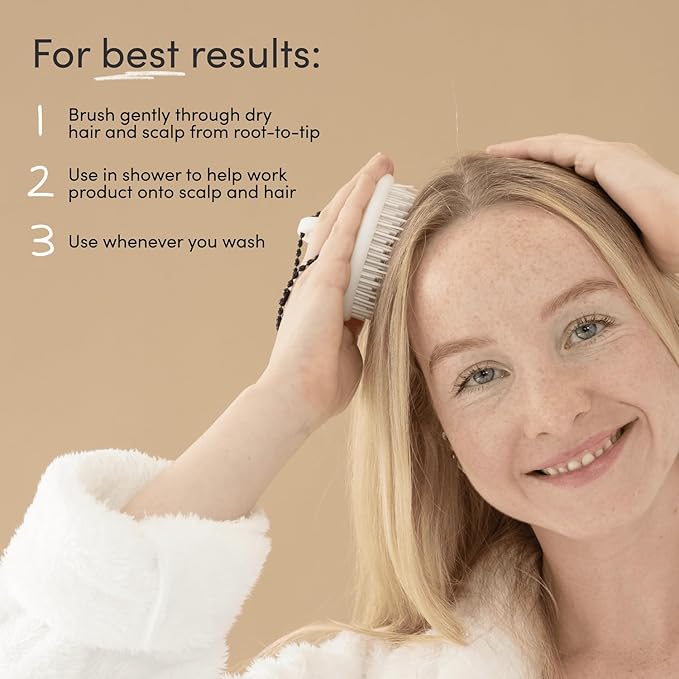 Jupiter Exfoliator Brush For Removing Dandruff & Build-Up - Detangling Scrubber For Wet or Dry Hair - Supports Circulation & Growth - For All Hair Types - Black