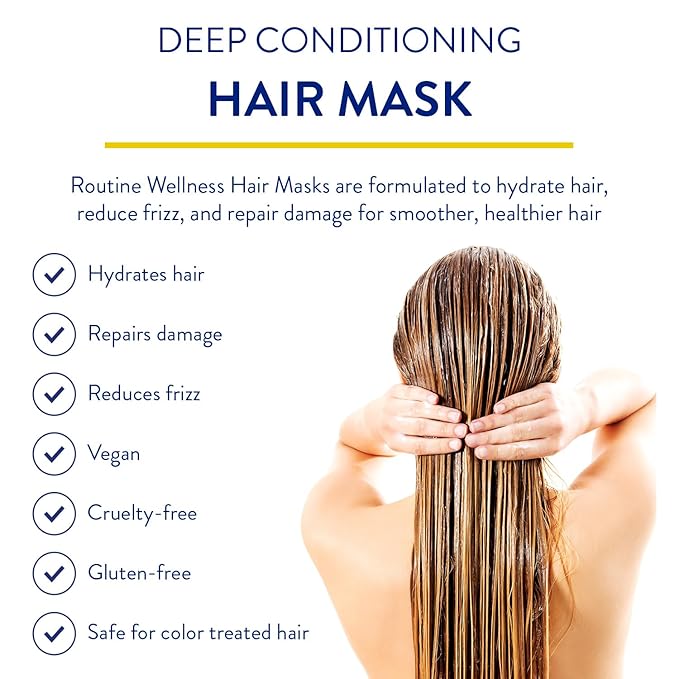 Routine Wellness Deep Conditioning Hair Mask for Dry Damaged Hair - Hydrating, Moisturizing Repair Treatment - Promotes Fullness - Gardenia 8oz