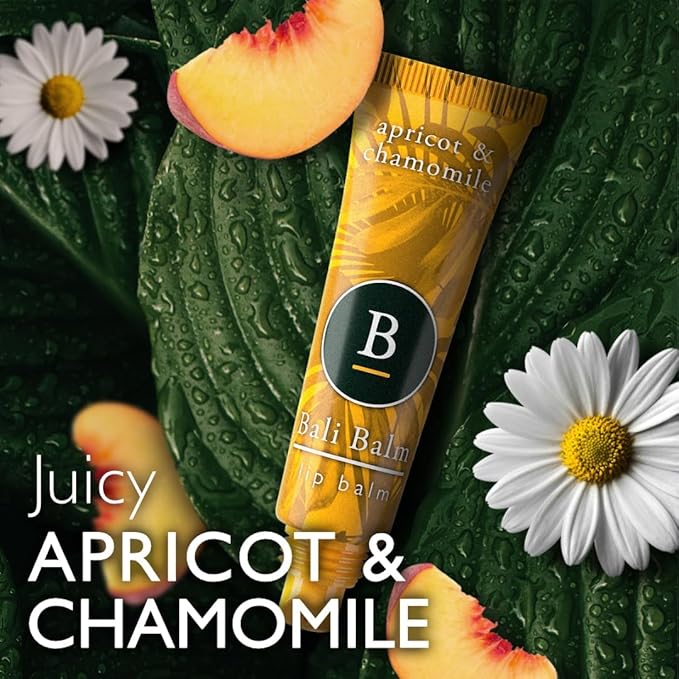 Moisturizing Lip Balm 0.50 Oz - Apricot & Chamomile Flavour - Natural Lip Balm - Vegan and Beeswax-Free Formula - Hydrating Flavored Lip Balm - Shea Butter Enriched Formula