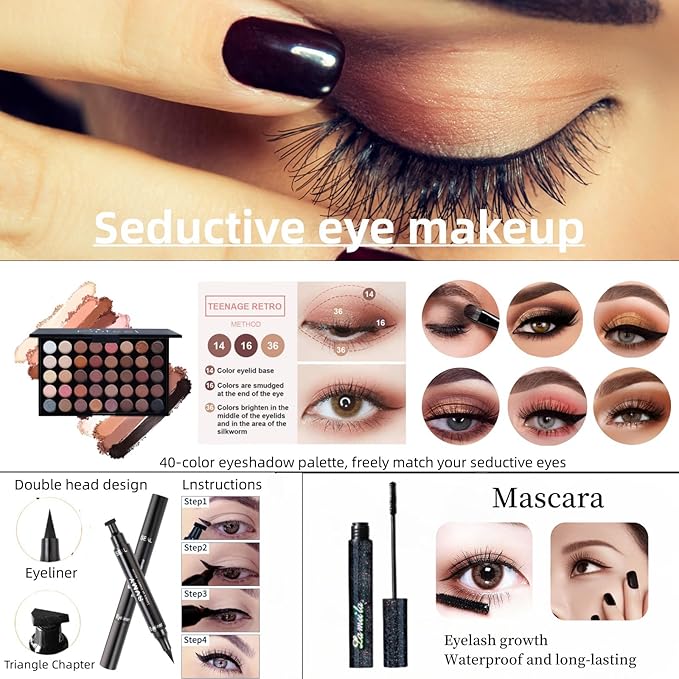 Travel Makeup Kit,Girl Makeup Kit for Girls Ages 8-12,Kids Makeup Sets for Girls 5-8,Makeup Kit for Girls,Makeup Sets For Women Full Kit,Makeup Set for Kids,Suitable for Beginners,Teens