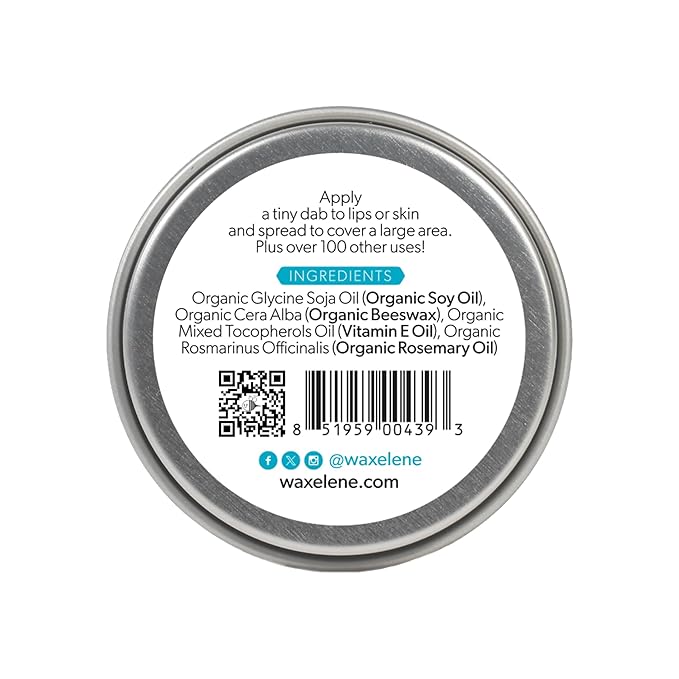 Waxelene Original Aerated Lip Balm Tin 4pc, Best Lip Balm Ever Organic Multipurpose Ointment Baby Eczema Dry Sensitive Skin Body Hand Face Moisturizer