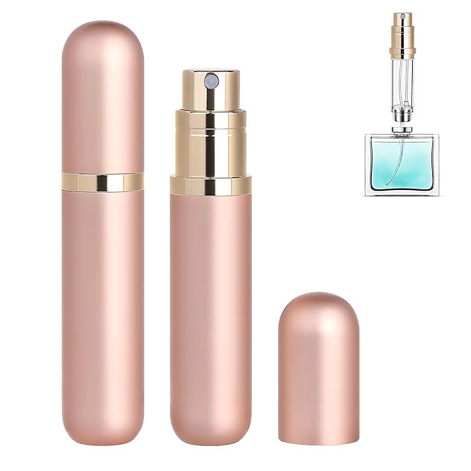 Travel Refillable Perfume Atomizer Bottle 2-Pack 5ml Leakproof Travel Perfume Refillable Bottle (Rose Gold & Rose Gold)
