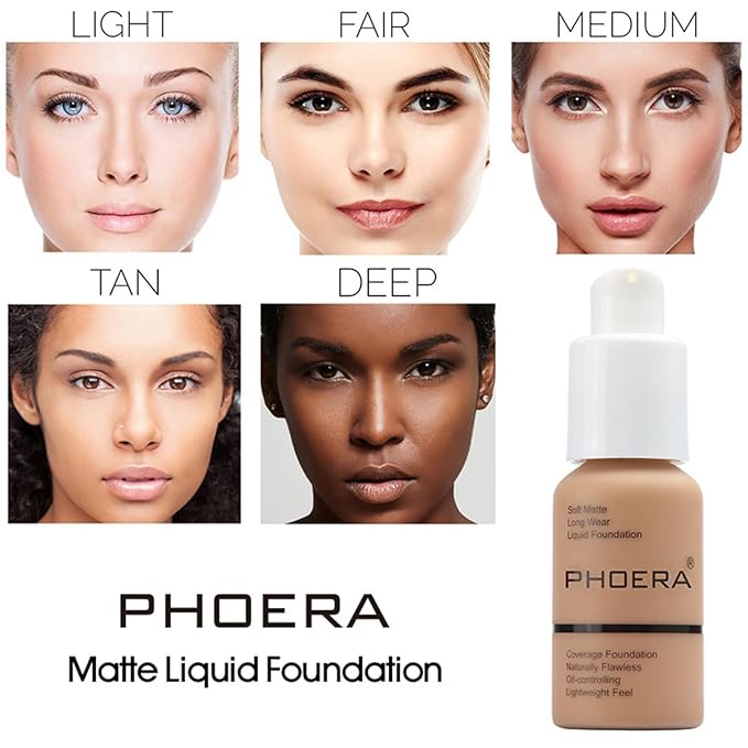 Phoera Foundation,Full Coverage Foundation,Hilareco Concealer Foundation Flawless 30ml Natural Matte Oil Control Concealer Facial Blemish for Women Girls (2 PCS 107 Hone)
