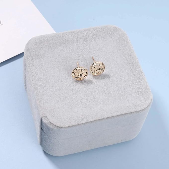 Boho Disc Coin Studs Earrings Gold Hammered Coin Earrings Tiny Circle Earrings Studs Minimalist Geometric Earrings for Women and Girls Gifts