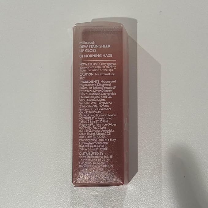 MILKTOUCH Dew Stain Sheer Lip Gloss (01 Morning Haze, 0.14 Fl Oz (Pack of 1))