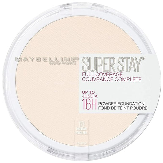 Maybelline Super Stay Full Coverage Powder Foundation Makeup, Up to 16 Hour Wear, Soft, Creamy Matte Foundation, Porcelain, 1 Count