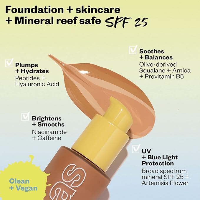 Kosas Revealer Skin-Improving Foundation with SPF 25 Protection - Hydrate, Brighten, Soothe, Plump, Protect Skin - Smoothing Texture, Natural Finish and Clean Formula - Light+ Cool 180