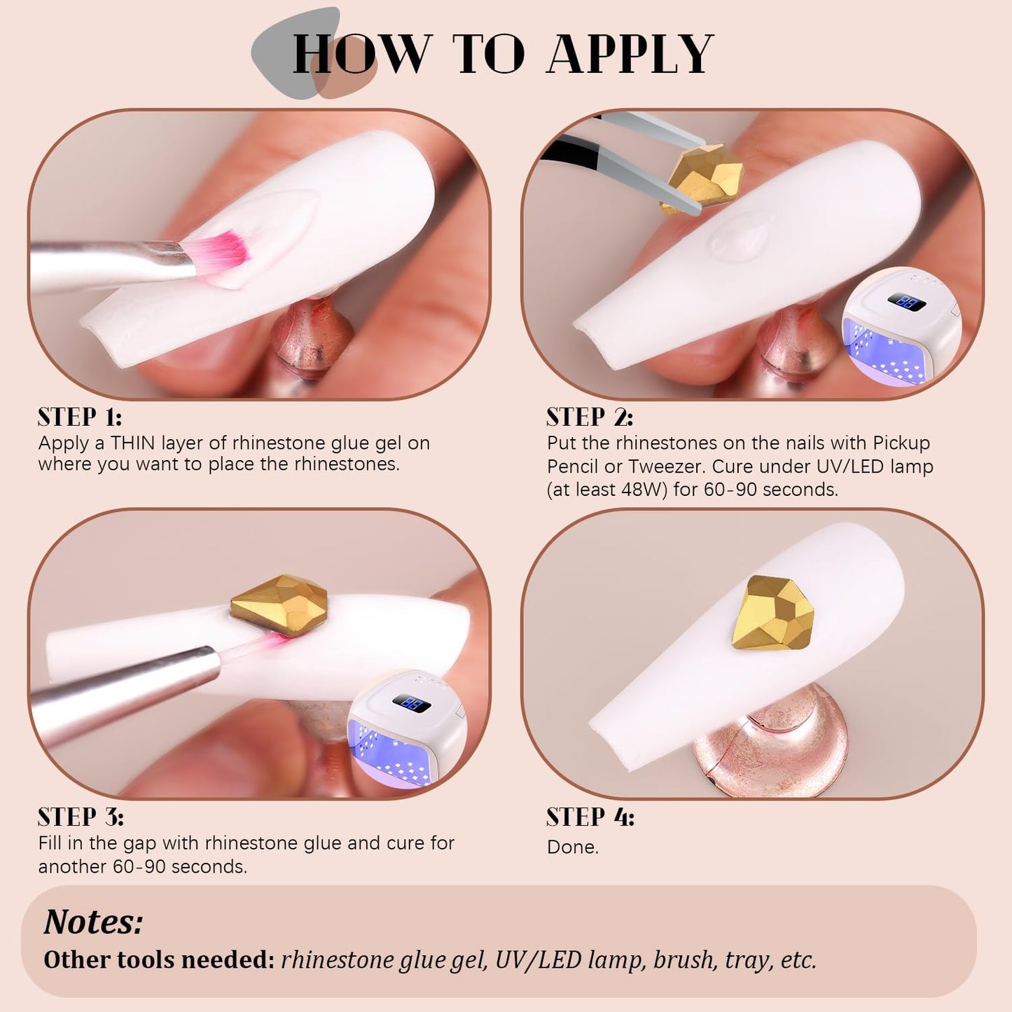 2750Pcs Mineral Gold Glass Nail Rhinestones 240Pcs Multi Shapes Flatback Nail Gems + 2510Pcs 1.5-4mm Round Crystal, Manicure Nail Charms Diamond Gemstones for Acrylic Nails Decoration