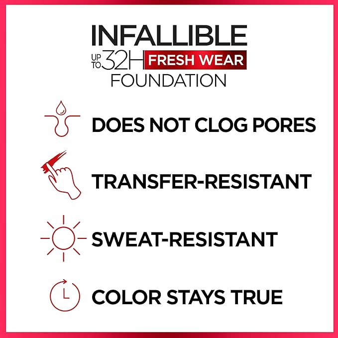 L'Oreal Paris Makeup Infallible Up to 32 Hour Fresh Wear Lightweight Foundation, 488 Caramel, 1 Fl Oz, Packaging May Vary