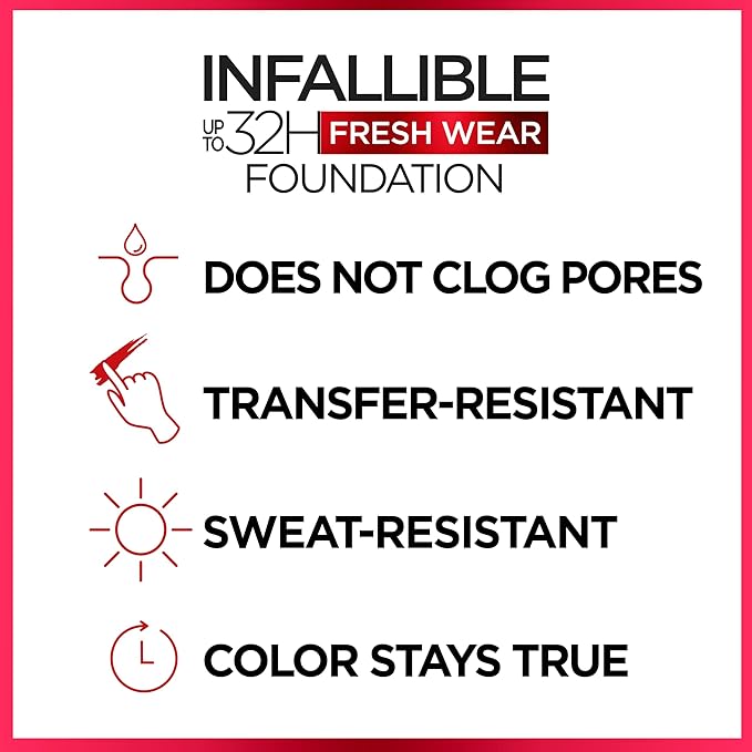 L'Oreal Paris Makeup Infallible Up to 32 Hour Fresh Wear Lightweight Foundation, 495 Amber, 1 Fl Oz, Packaging May Vary