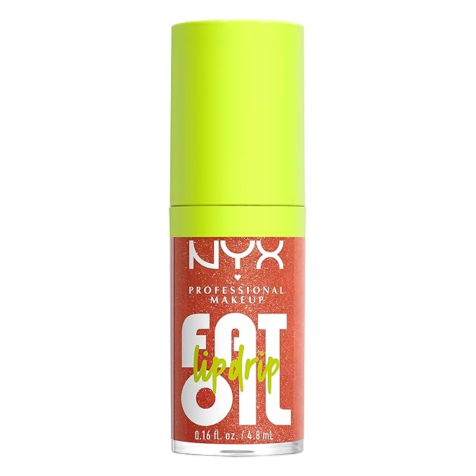 NYX PROFESSIONAL MAKEUP Fat Oil Lip Drip, Moisturizing Lip Oil Gloss, Vegan Tinted Formula, Up to 12 HR Hydration - Follow Back (Shimmering Warm Nude)