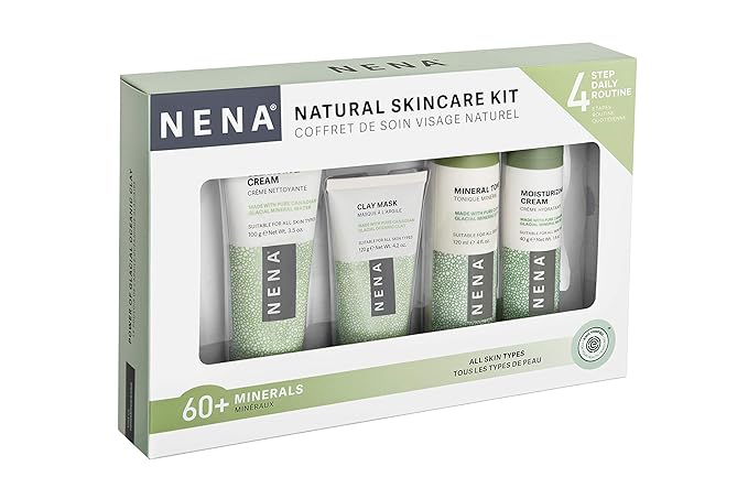 NENA Natural Skincare Kit | 4-Piece Daily Skin Essentials for Women & Men - for Dry, Oily, Normal and Sensitive Skin | EWG Verified, Cruelty Free & Vegan-Friendly