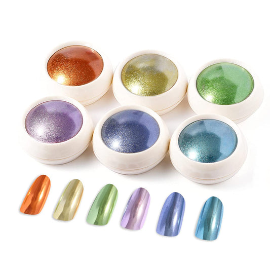 6 Box Chrome Nail Powder, Chrome Effect Nail Powder Set, Shiny Nail Glitter Powder with Magic Mirror Effect for Nail Art Design Decoration(Christmas Color Series)