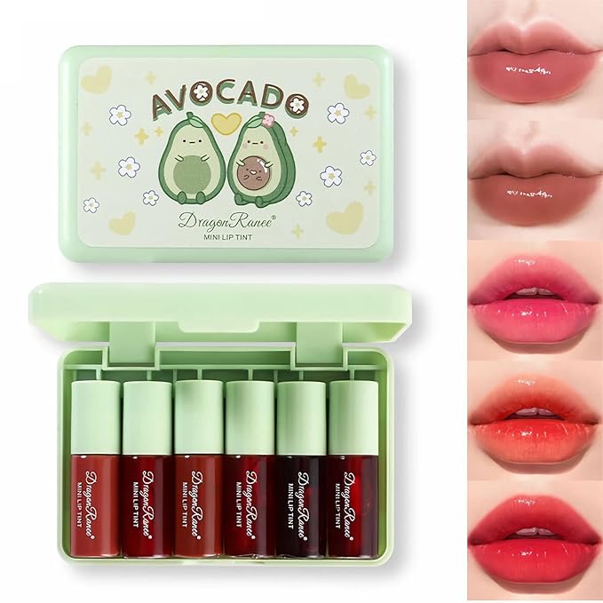 Miniling 6-Color Korean Lip Tint Set - Watery, Velvet Matte Lipsticks for Lips and Cheeks - Long-Lasting, Non-Stick, Shimmery