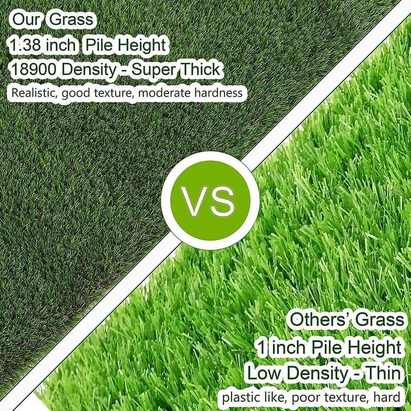 Fas Home Artificial Grass Turf 15FTx30FT, 1.38" Pile Height Realistic Synthetic - Image 2