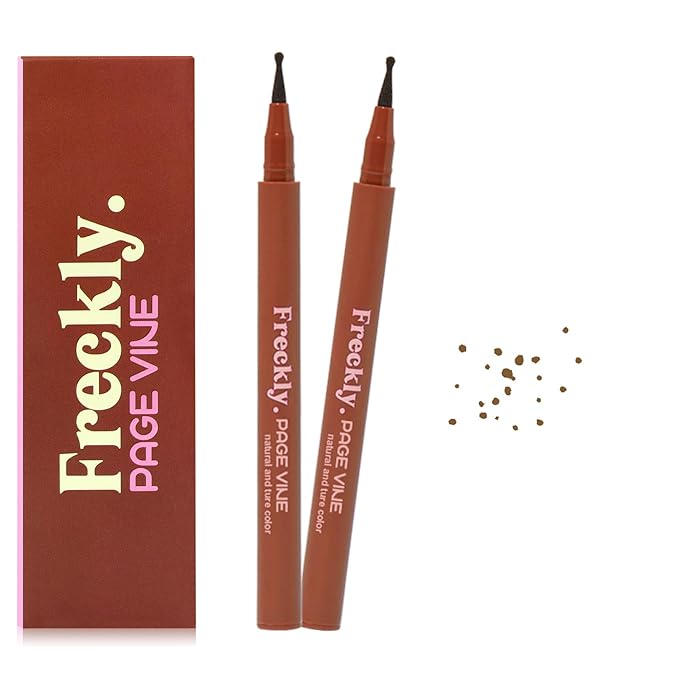 Freckle Pen,2 PCS Faux Freckle Stamp Waterproof,Fake Face Freckles Stain Makeup Long Lasting Quick Dry,Natural Lifelike Soft Dot Freck Pen 2PCS-02 Medium