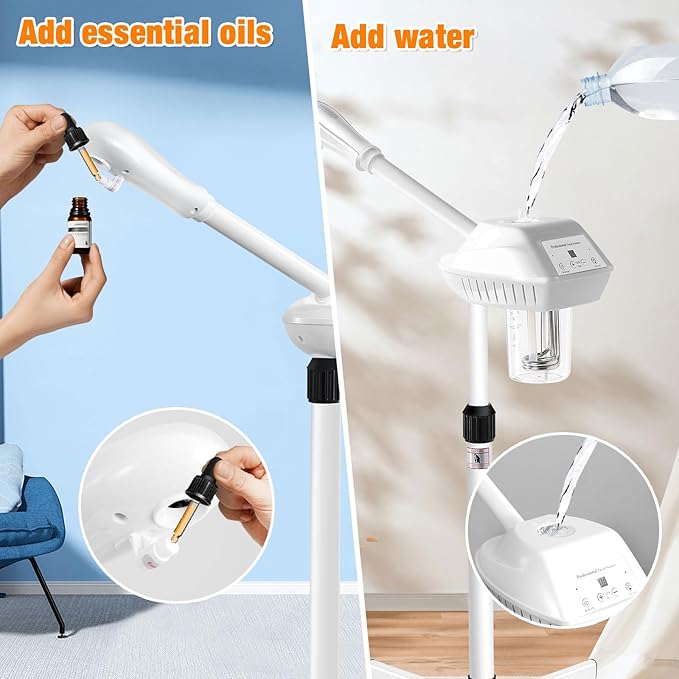 Professional Facial Steamer for Atomization Humidifier Atomizer, Adjustable Height and Angle, Face Steamer Clean Skin Firming Pores and Moisturizing Suitable for a Beauty, Spa, at Home