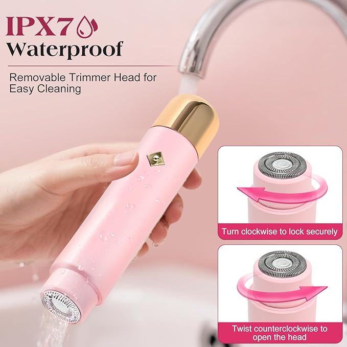 Electric Shaver & Bikini Trimmer for Women – 2-in-1 Design, Waterproof, Type-C Charging, Gentle on Sensitive Skin, Ideal for Travel and Daily Use, Pink