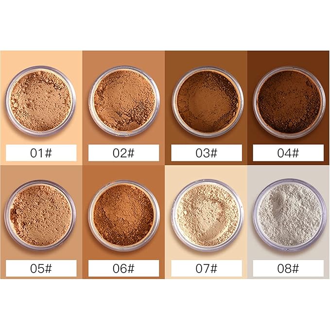 MAEPEOR Matte Setting Loose Powder 8 Colors Smooth and Lightweight Face Powder for Brightening and Setting Makeup with Face Puff (05 Heat)
