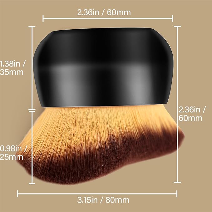 Extra Large Body Makeup Brush For Self Tanner, Leg Makeup &Bronzer Blend,75 mm Wide-headed Kabuki Brush Provides More Even& Pretty Application, Sunscreen Face& Back Makeup Brush, Wet& Dry Use- Black