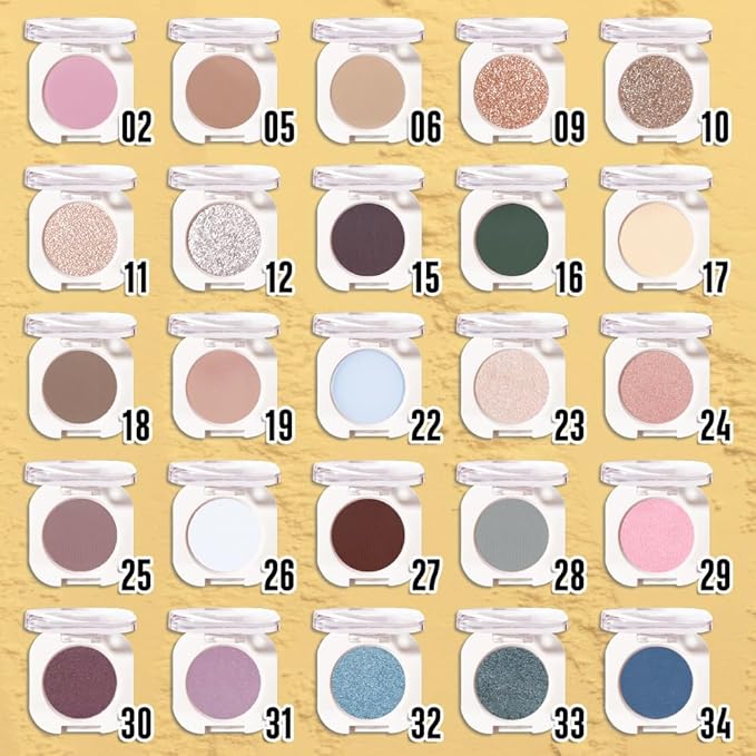 Nude Brown Single Glitter Eyeshadow Makeup, Neutral Powde Eye Shadow for Women, Nude Shimmer Singles Eyeshadow Palette Pigmented Waterproof, sombras para ojos, Girls Monochrome Eyeshadows Gift