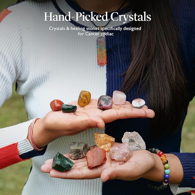 NARIBABU Cancer Zodiac - Zodiac Healing Gifts - Cancer Chakra Crystals - Zodiac Sign Gemstones Set - Cancer Healing Crystals Set - Cancer Crystals Gift Set