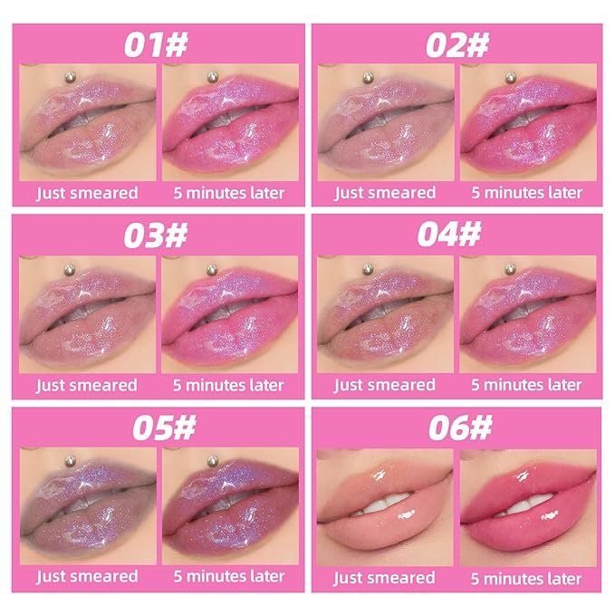 Magic Color Changing Moisturizing Lip Glow Oil + Plumping Lipstick, Hydrating Lip Gloss Balm, Transparent Lip Care, Non-Sticky Fresh Texture Lip Oil (Clear to Pink)