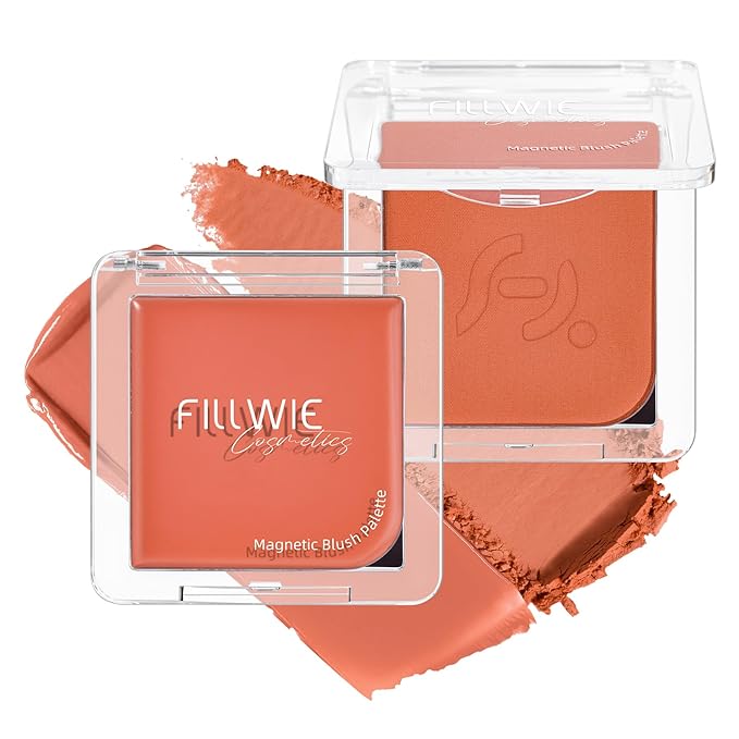 Blush Palette Duo – Cream & Powder Blush Set in Orange Brown, Long-Wearing & Moisturizing, Easy to Blend, Radiant Coverage for Cheeks, Eyes & Lips, Magnetic Palette Compatible (2Pack,Pumpkin Spice)
