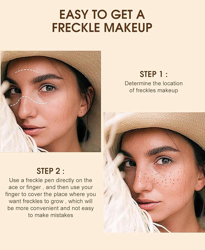 Freckle Pen 2 Colors, Natural Lifelike Freckle Makeup Pen Magic Freckle Color,Waterproof Longlasting Soft Dot Sopt Pen,for Natural Effortless Sunkissed Makeup-Chestnut&Dark Brown