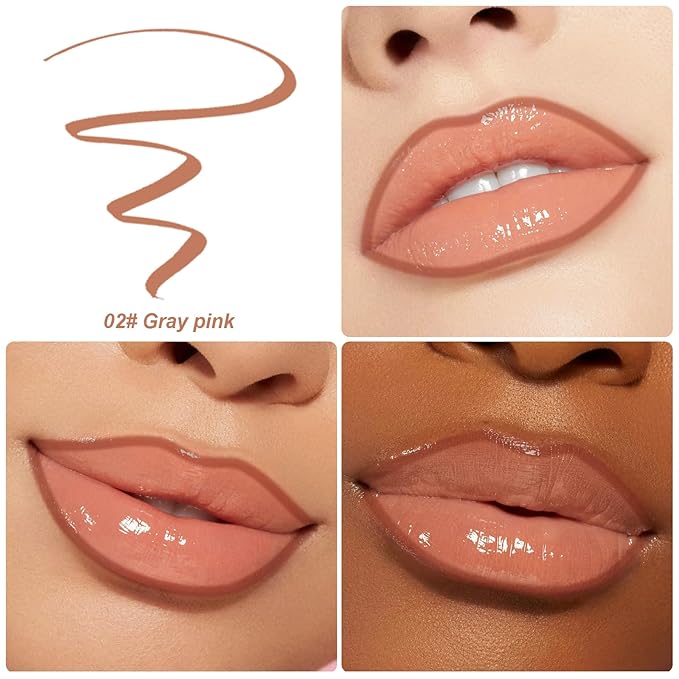 KISSIO Lip Liner Stain,Peel Off Lip Liner,Transfer Proof,Long Lasting and Waterproof,Lips Tint Tattoo,Natural Makeup Stain,Matte Finish,Gray pink