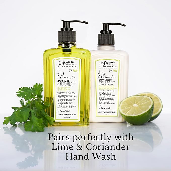 C.O. Bigelow Lime Coriander Body Lotion, Village Perfumer Moisturizing Body Lotion with Aloe Vera, Borage Oil & Olive Oil, 10 Fl Oz