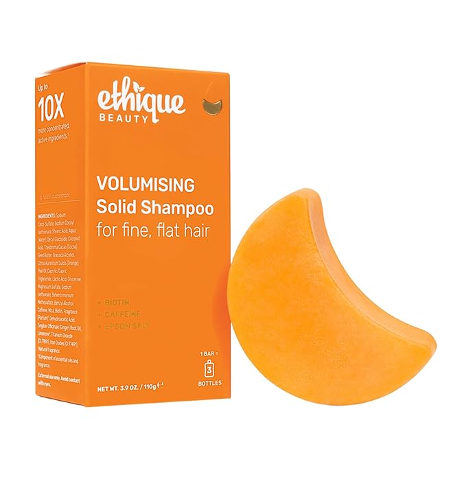 Ethique Volumizing Shampoo Bar with Biotin for thin, fine hair - Plastic-Free, Vegan, Cruelty-Free, 3.88 oz - Formerly Sweet & Spicy - Formerly Sweet & Spicy