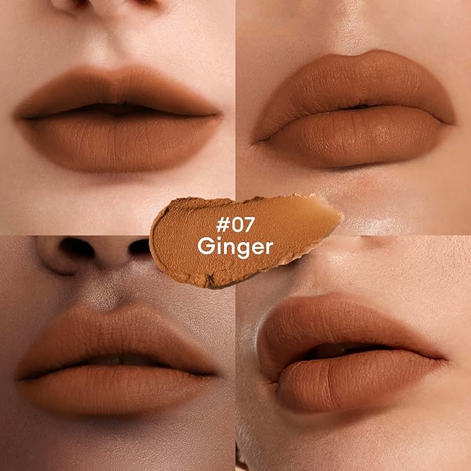 ITY Velvet Matte Finish Lip Stain-Mousse Textured Lip Clay, Red Shade, Conceals Lip Lines, Rich Pigment Lip Tint Lipsticks, 0.14 oz (4g) in Ginger, Embered.