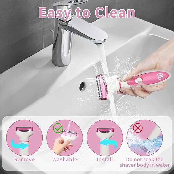 Electric Razors LED Display for Women Men, 2025 Wet/Dry Lady Shaver,4 in 1 Cordless Hair Remover with IPX7 Waterproof,Smooth & Silky Portable Bikini Electric Grooming Set (Multicolor)