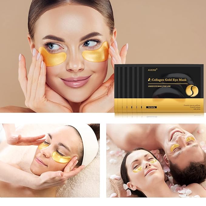 AVJONE 24K Gold Eye Mask - Puffy Eyes and Dark Circles Treatments – Relieve Pressure and Reduce Wrinkles, Revitalize and Refresh Your Skin -16 Pairs