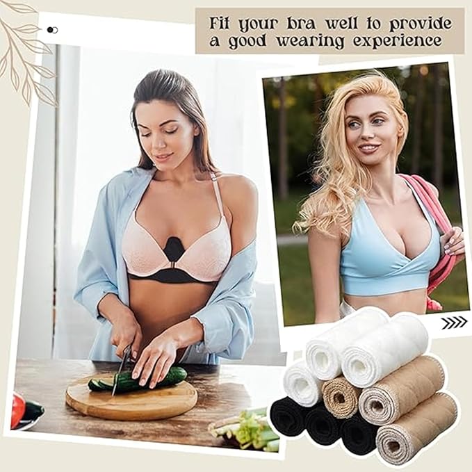 Boyiee 9 Pcs Cotton Bra Liners 3 Layer Reusable Washable Under Breast Sweat Absorber Pads for Woman