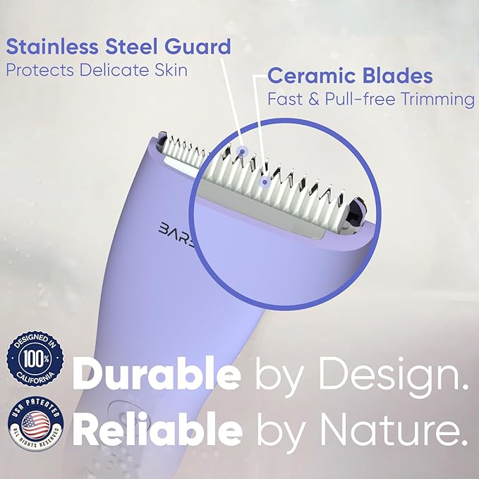 Bikini Trimmer for Women, Legs & Pubic Hair Trimmer | Waterproof, Type-C Rechargeable, LED Light, Replaceable Blade, Electric Razors for Women, Womens Body Shaver (Lilac Purple)