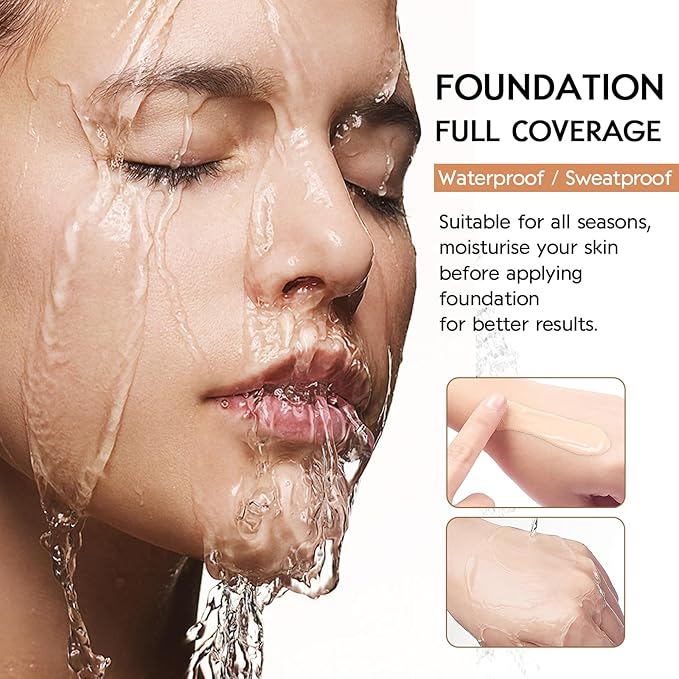 Matte Oil Control Concealer Foundation Flawless Soft Long Lasting Foundation Makeup,Waterproof Full Coverage Face Makeup Strong Concealer Foundation for Oily Acne Skin (#105 Sand)