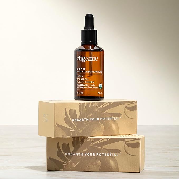 Cliganic Organic Argan Oil, 100% Pure - for Hair, Face & Skin | Cold Pressed Carrier Oil (Packaging May Vary)