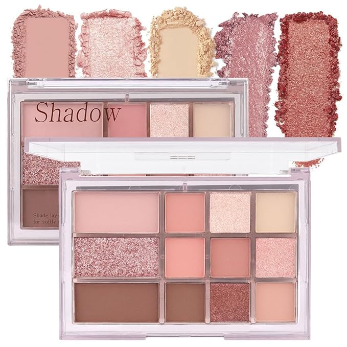 12 Girds Colorful Matte Shimmer Eyeshadow Palette for Eye Makeup,High Pigmented Eye Shadow Primers Powder Palet de sombras de ojos 12-B