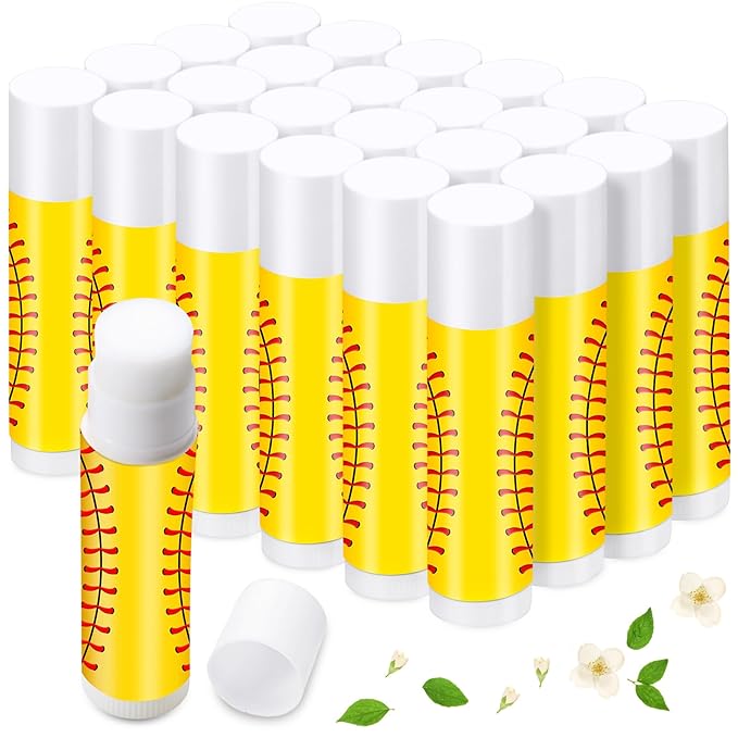Demissle 40 Pcs Softball Lip Balm, Softball Lipstick, Organic Jasmine Taste Moisturizing Lip Balm, Softball Gifts for Women, Girl, Team