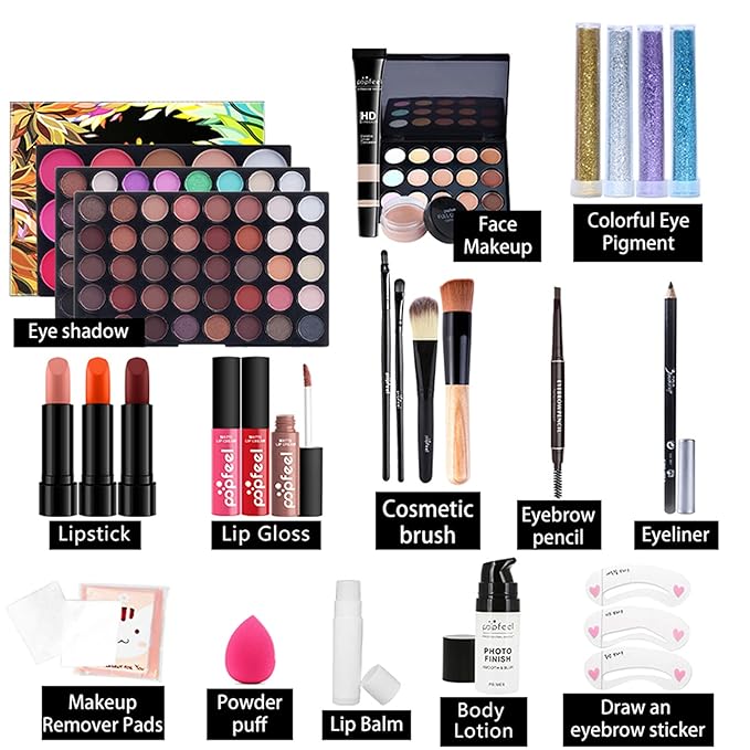 Multi-purpose Makeup Kit All-in-One Makeup Gift Set Colours Mix Eyeshadow Concealer Lip Gloss Pressed Powder and Powder Blusher Cosmetic Makeup Palette Set Kit #093