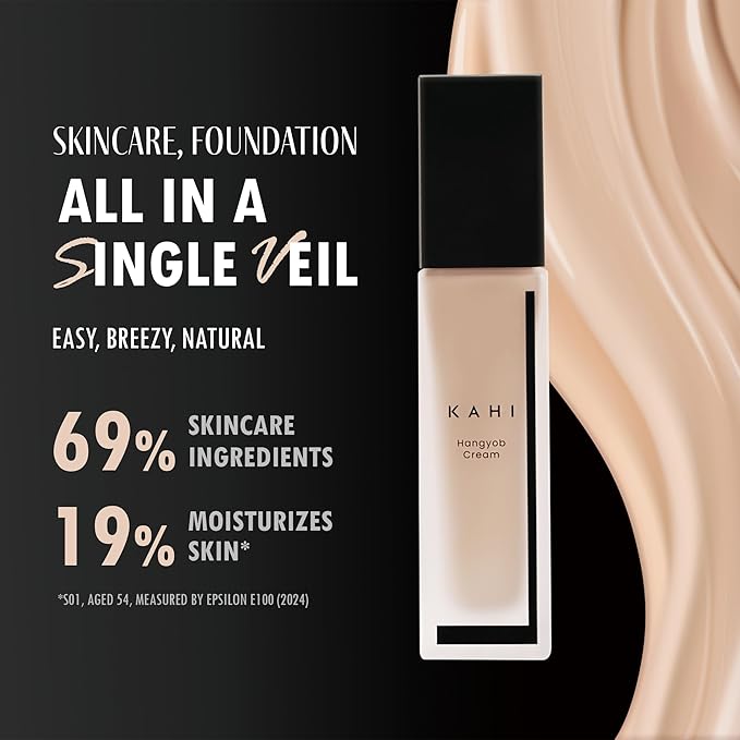 KAHI Single Veil Cream | Hangyob Foundation | Korean Tinted Moisturizer | Hydrating Perfect Cover BB Cream | Korean Skincare Makeup | Collagen Concealer Sun Cream Foundation 1.01 fl oz