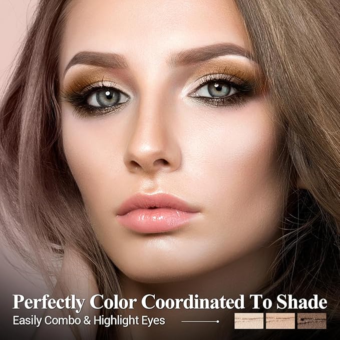 BROWN NEUTRAL Eyeshadow Stick Makeup 6PCS Set, Metallic Shimmer Matte Cream Eye Shadow Eyeliner Brightener Pencil Crayon - BROWN NEUTRAL